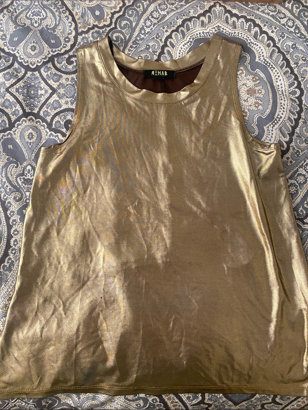 Rehab Metallic Gold Tank Top